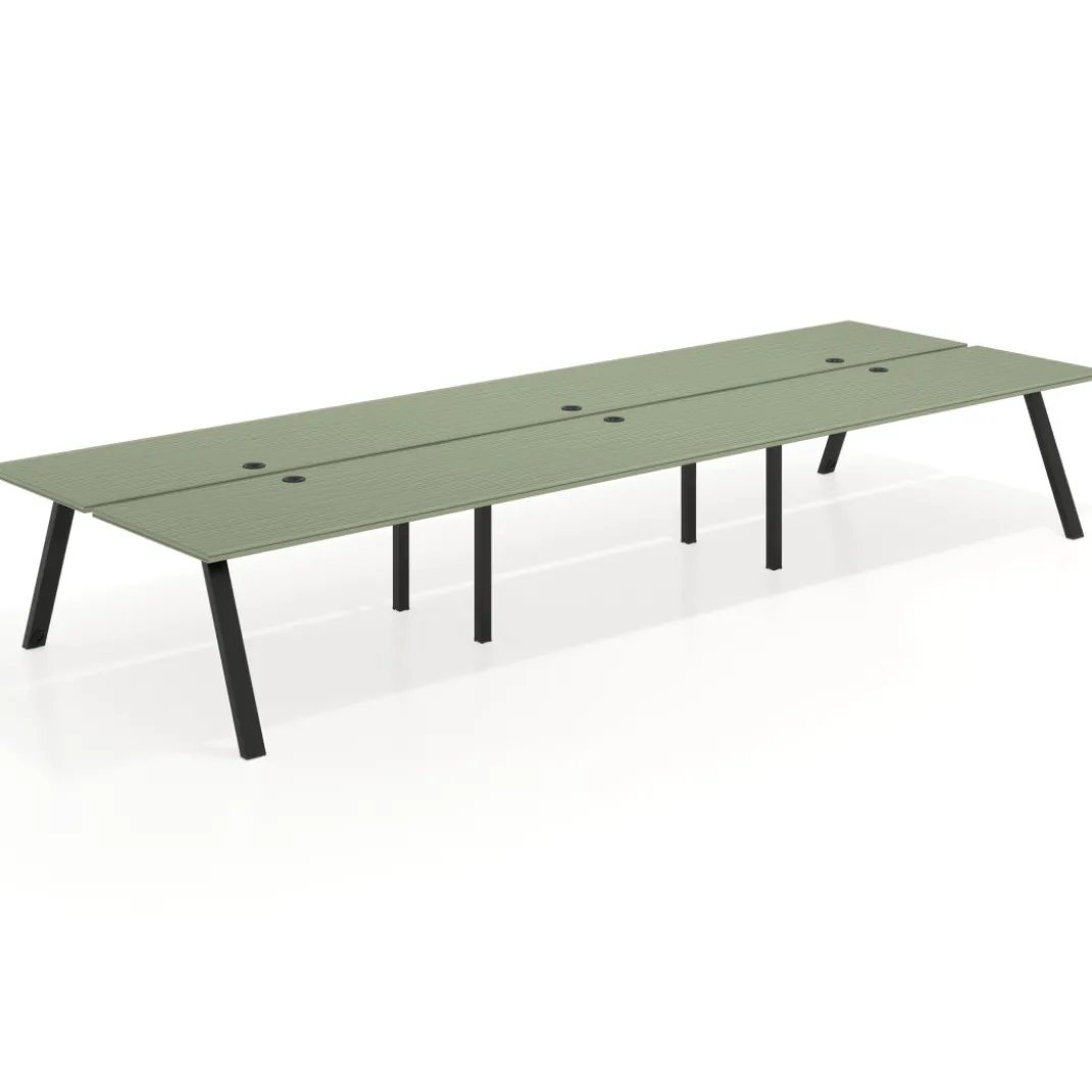 Mesa multipuesto UvePro Bench triple, fondo 166 cm, estructura negra