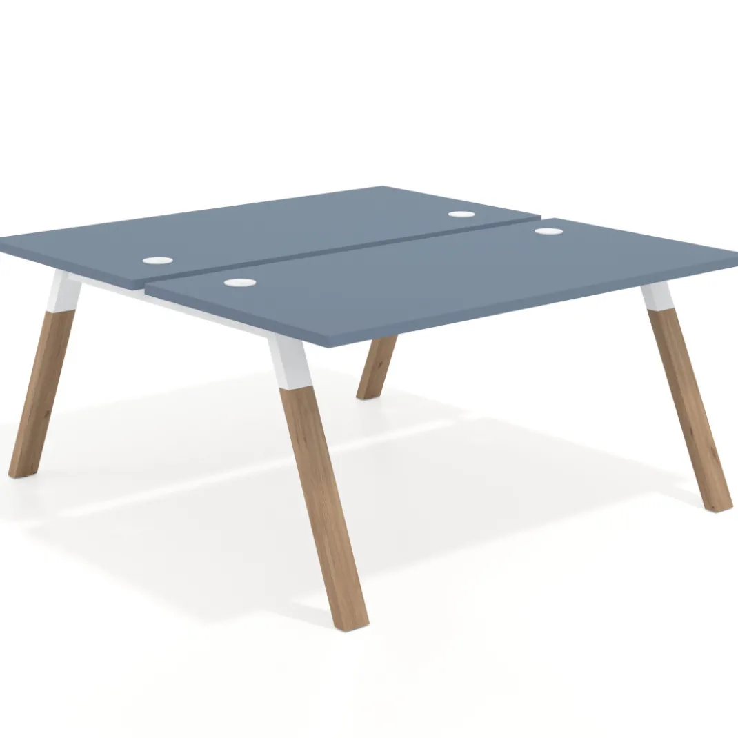 Mesa multipuesto UvePro Bench fondo 166 cm, estructura blanca/madera