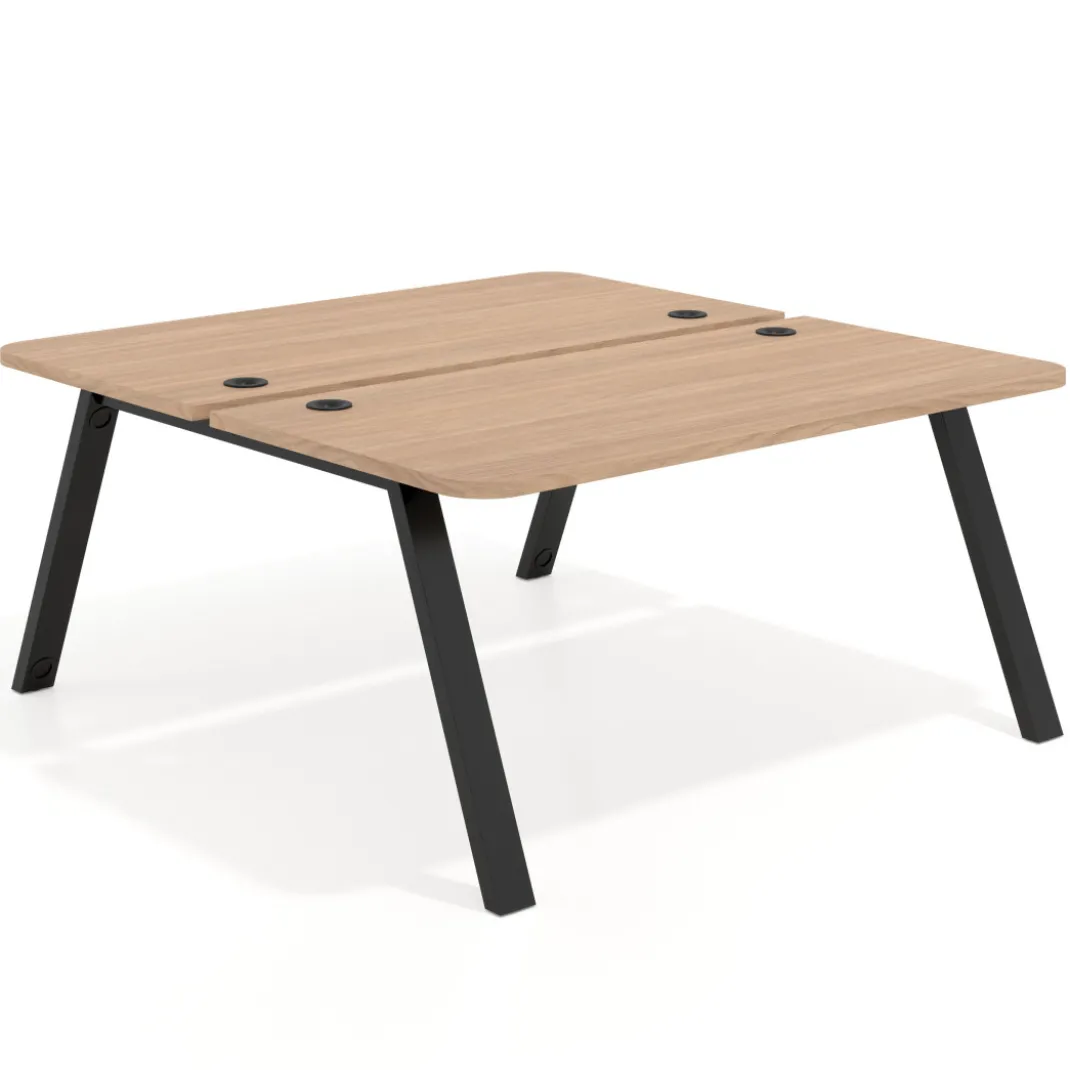 Mesa multipuesto UvePro Bench fondo 166 cm, sobre curvo, estructura negra