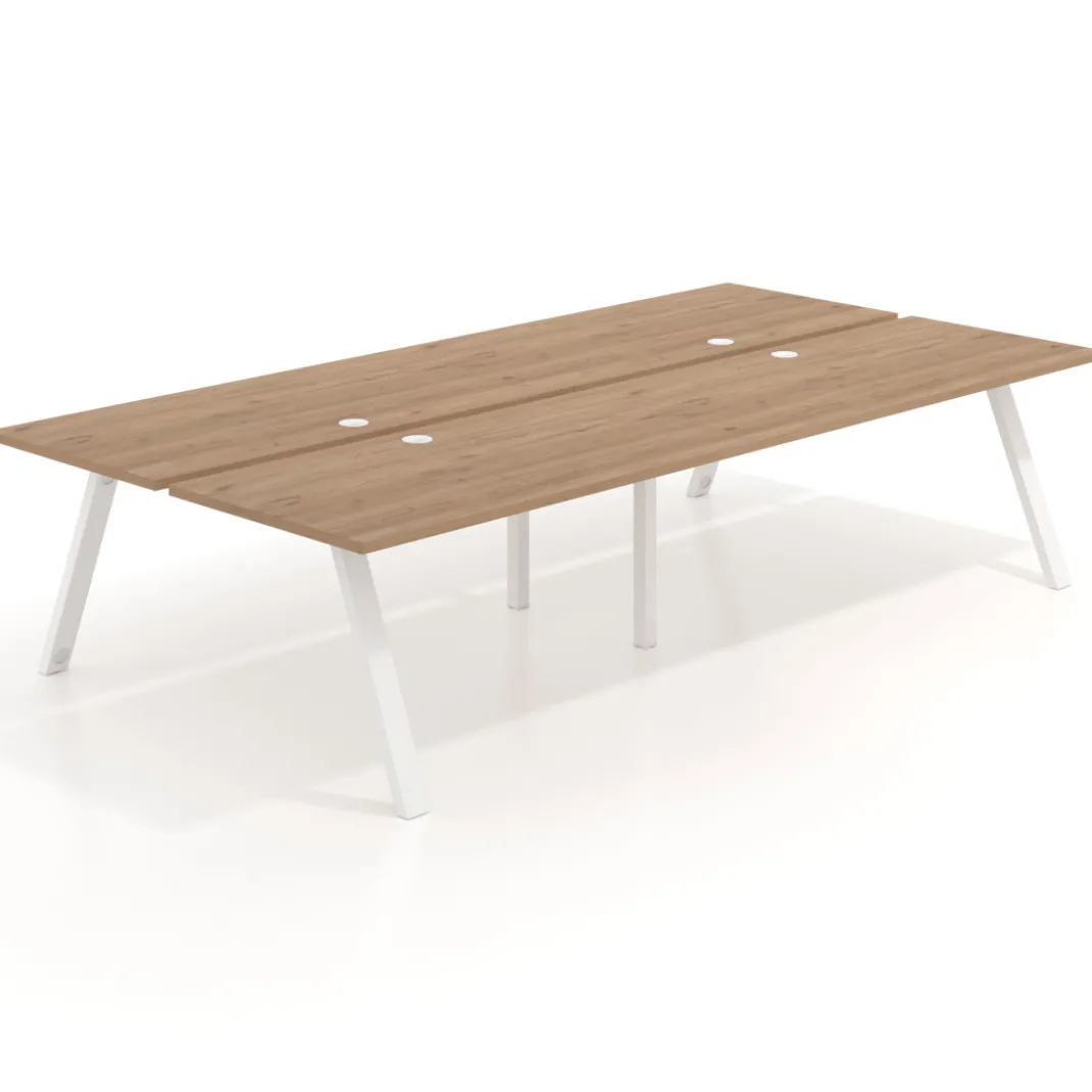 Mesa multipuesto UvePro Bench doble, fondo 166 cm, estructura blanca