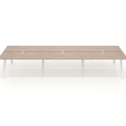 Mesa multipuesto UvePro Bench triple, fondo 166 cm, estructura blanca/madera