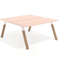 Mesa multipuesto UvePro Bench fondo 166 cm, estructura blanca/madera