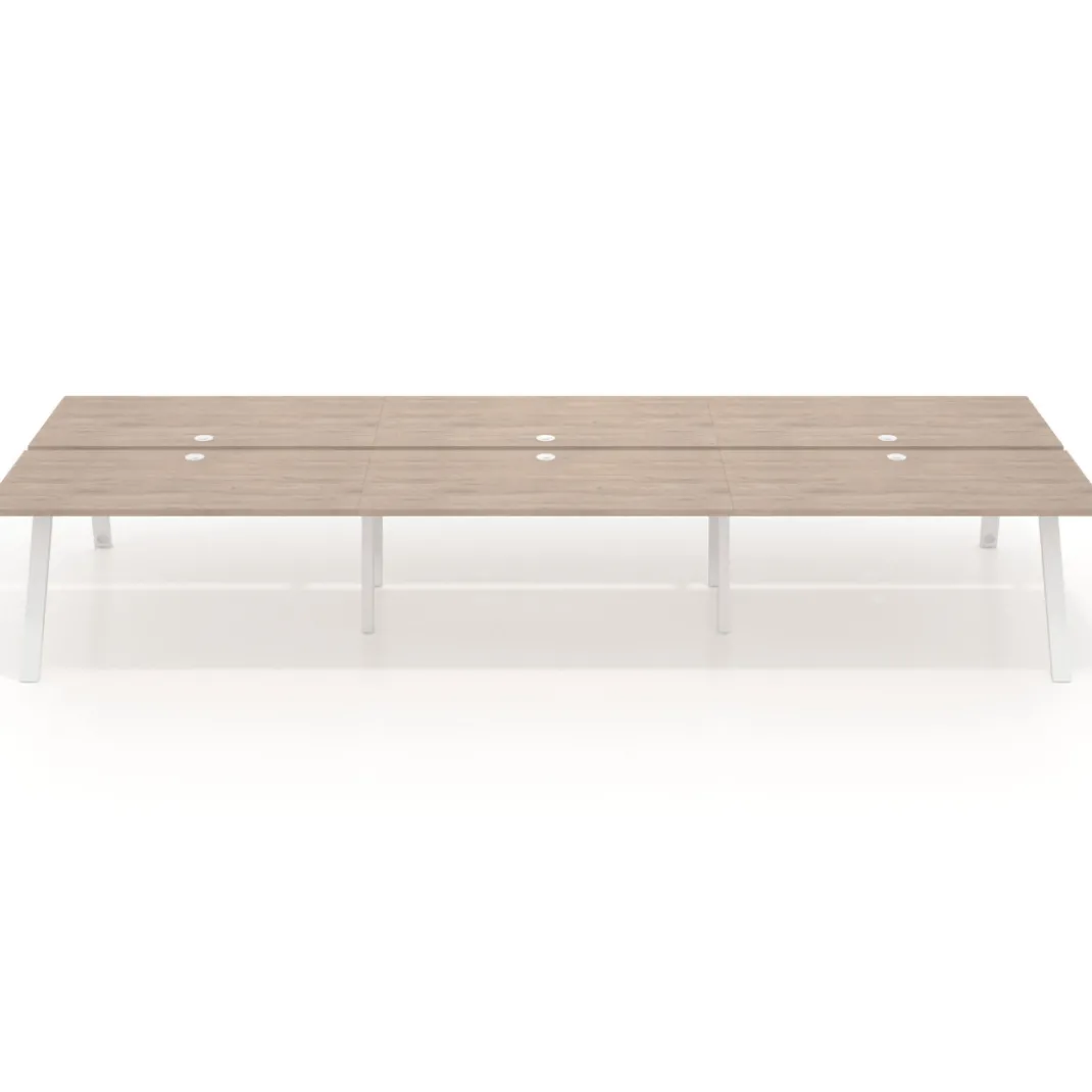 Mesa multipuesto UvePro Bench triple, fondo 166 cm, estructura blanca