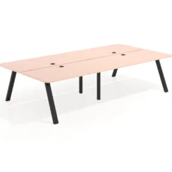 Mesa multipuesto UvePro Bench doble, fondo 166 cm, sobre curvo, estructura negra