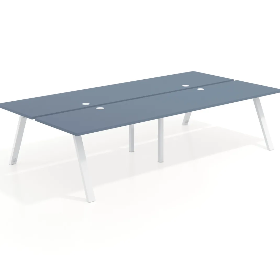 Mesa multipuesto UvePro Bench doble, fondo 166 cm, estructura blanca