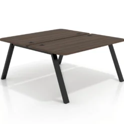 Mesa multipuesto UvePro Bench fondo 166 cm, sobre curvo, estructura negra