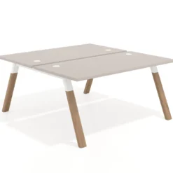 Mesa multipuesto UvePro Bench fondo 166 cm, estructura blanca/madera
