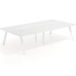 Mesa multipuesto UvePro Bench doble, fondo 166 cm, estructura blanca