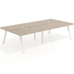 Mesa multipuesto UvePro Bench doble, fondo 166 cm, estructura blanca