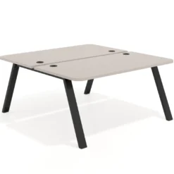 Mesa multipuesto UvePro Bench fondo 166 cm, sobre curvo, estructura negra