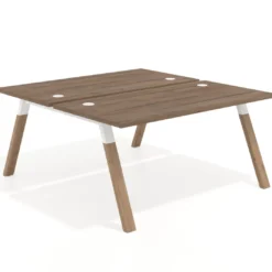 Mesa multipuesto UvePro Bench fondo 166 cm, estructura blanca/madera