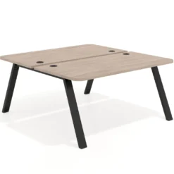 Mesa multipuesto UvePro Bench fondo 166 cm, sobre curvo, estructura negra