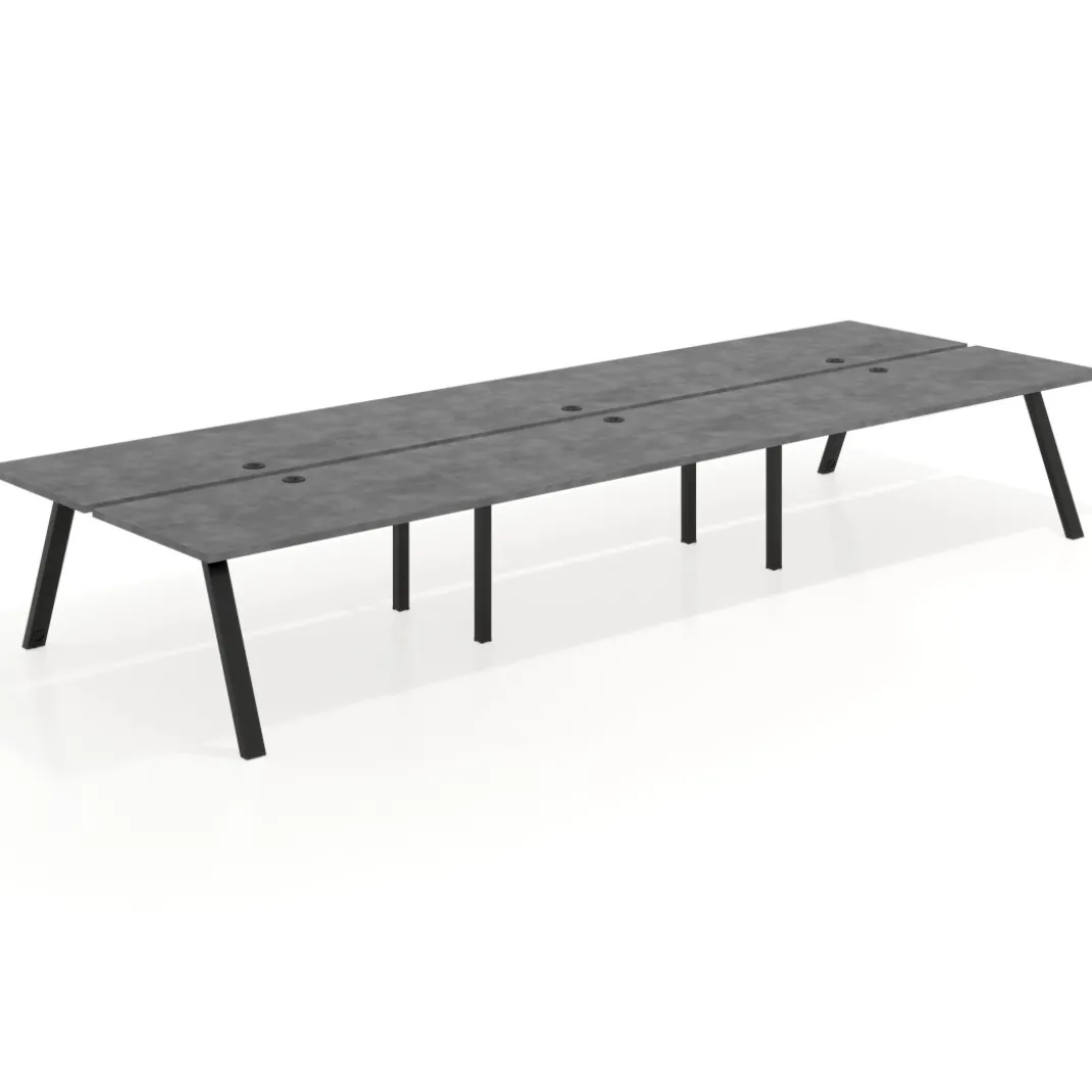 Mesa multipuesto UvePro Bench triple, fondo 166 cm, estructura negra