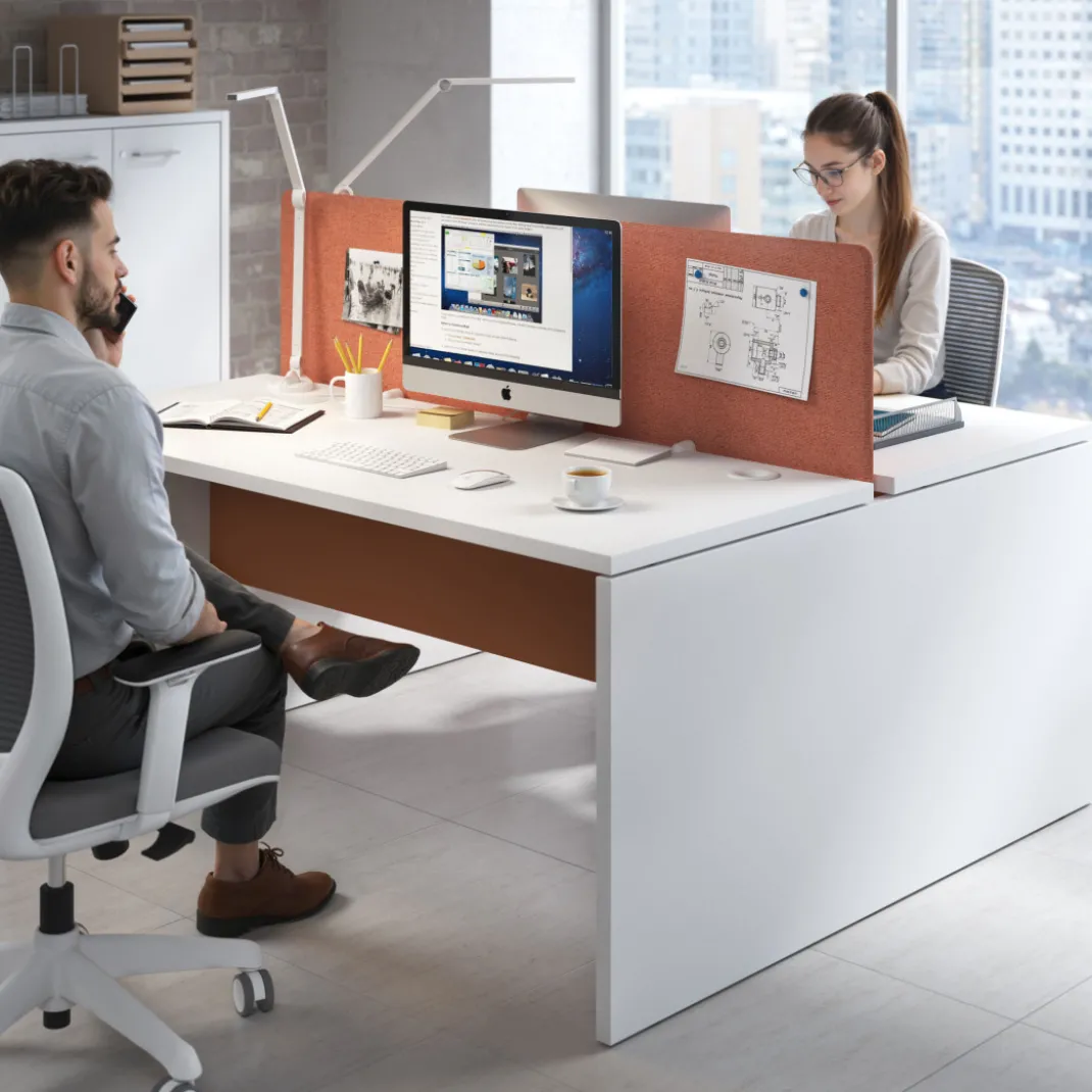 Mesa Multipuesto Work Bench fondo 142 estructura blanco mate