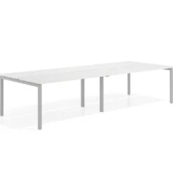 Mesa oficina multipuesto bench doble Kube, fondo 126 cm, estructura aluminio