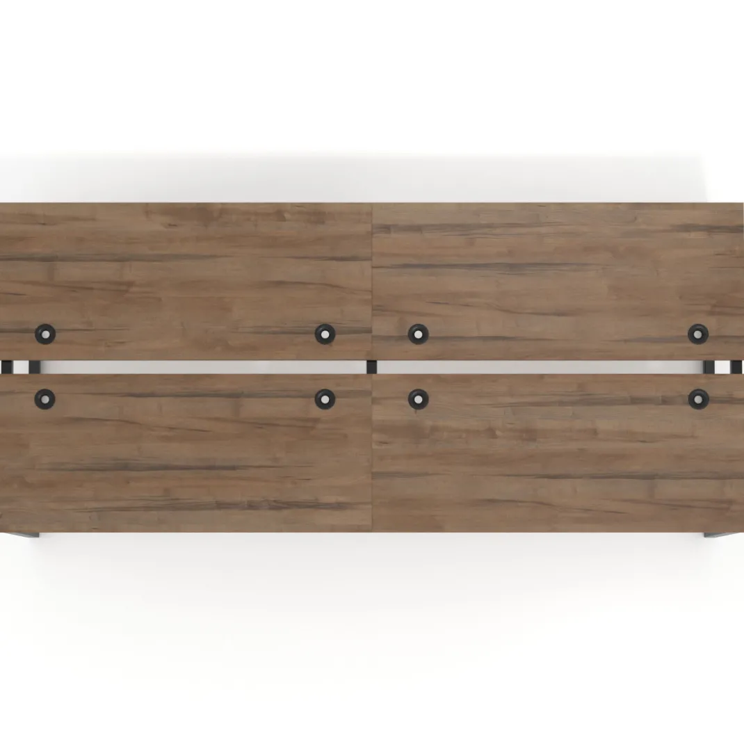 Mesa oficina multipuesto bench Delta doble, fondo 142cm, estructura negra