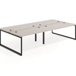 Mesa oficina multipuesto bench Delta doble, fondo 166cm estructura negra
