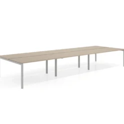 Mesa oficina multipuesto bench Kube triple, fondo 166 cm, estructura aluminio