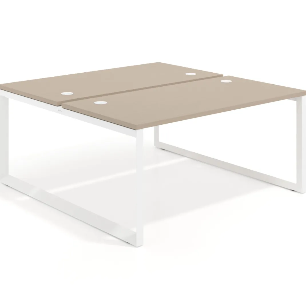 Mesa oficina multipuesto bench Delta fondo 166cm estructura blanca