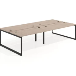 Mesa oficina multipuesto bench Delta doble, fondo 166cm estructura negra