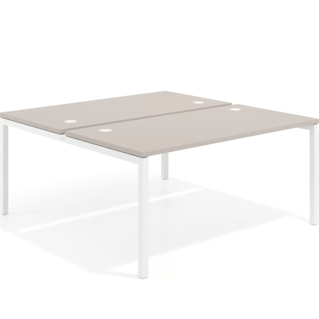 Mesa oficina multipuesto bench Kube fondo 166 cm estructura blanca