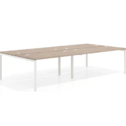Mesa oficina multipuesto bench Kube doble, fondo 166 cm, estructura blanco