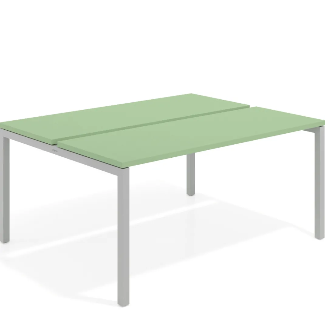 Mesa oficina multipuesto bench Kube fondo 126 cm estructura aluminio