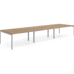 Mesa oficina multipuesto bench triple Kube, fondo 142cm, estructura aluminio