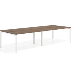 Mesa oficina multipuesto bench doble Kube, fondo 126 cm, estructura blanco