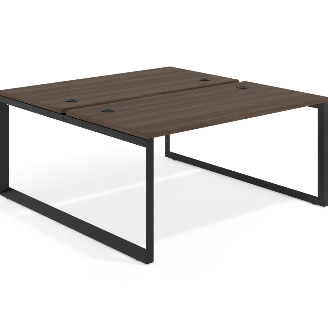Mesa oficina multipuesto bench Delta fondo 166cm estructura negra