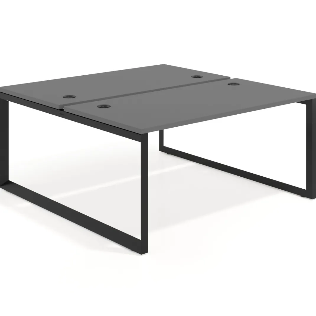 Mesa oficina multipuesto bench Delta fondo 166cm estructura negra