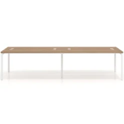 Mesa oficina multipuesto bench doble Kube, fondo 142cm, estructura blanco