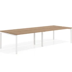 Mesa oficina multipuesto bench doble Kube, fondo 126 cm, estructura blanco