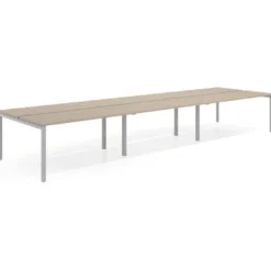 Mesa oficina multipuesto bench triple Kube, fondo 142cm, estructura aluminio