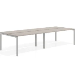 Mesa oficina multipuesto bench doble Kube, fondo 126 cm, estructura aluminio