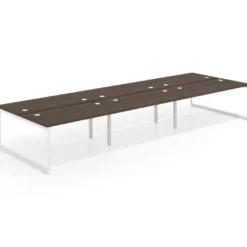 Mesa oficina multipuesto bench Delta triple, fondo 166cm estructura blanca