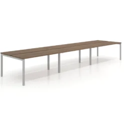 Mesa oficina multipuesto bench triple Kube, fondo 126 cm, estructura aluminio