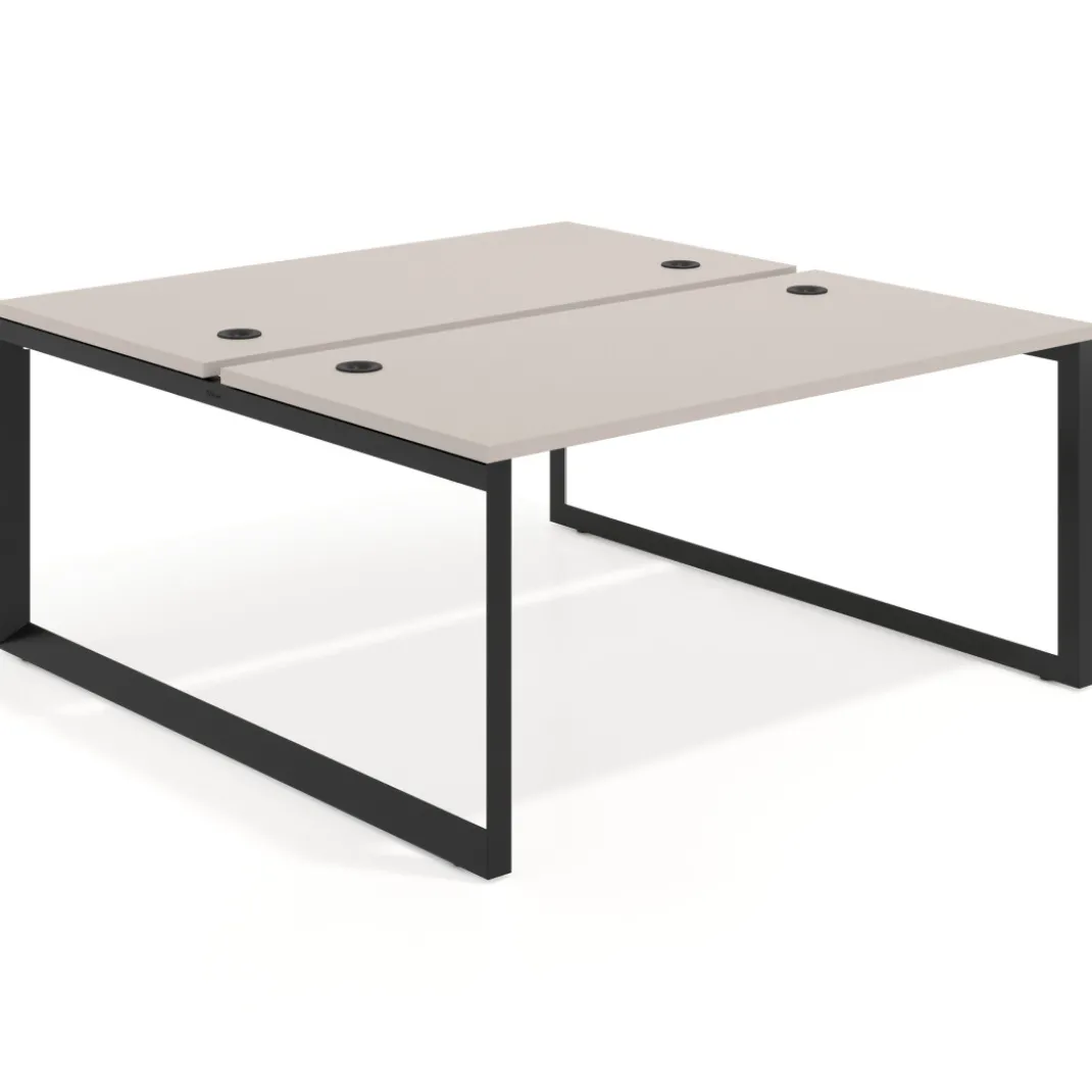 Mesa oficina multipuesto bench Delta fondo 166cm estructura negra