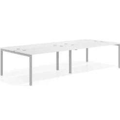 Mesa oficina multipuesto bench doble Kube, fondo 142cm, estructura aluminio