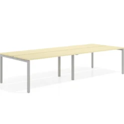 Mesa oficina multipuesto bench doble Kube, fondo 126 cm, estructura aluminio