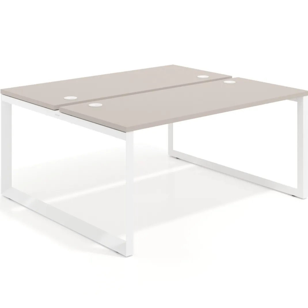 Mesa oficina multipuesto bench Delta fondo 142cm estructura blanca