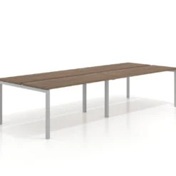 Mesa oficina multipuesto bench doble Kube, fondo 126 cm, estructura aluminio