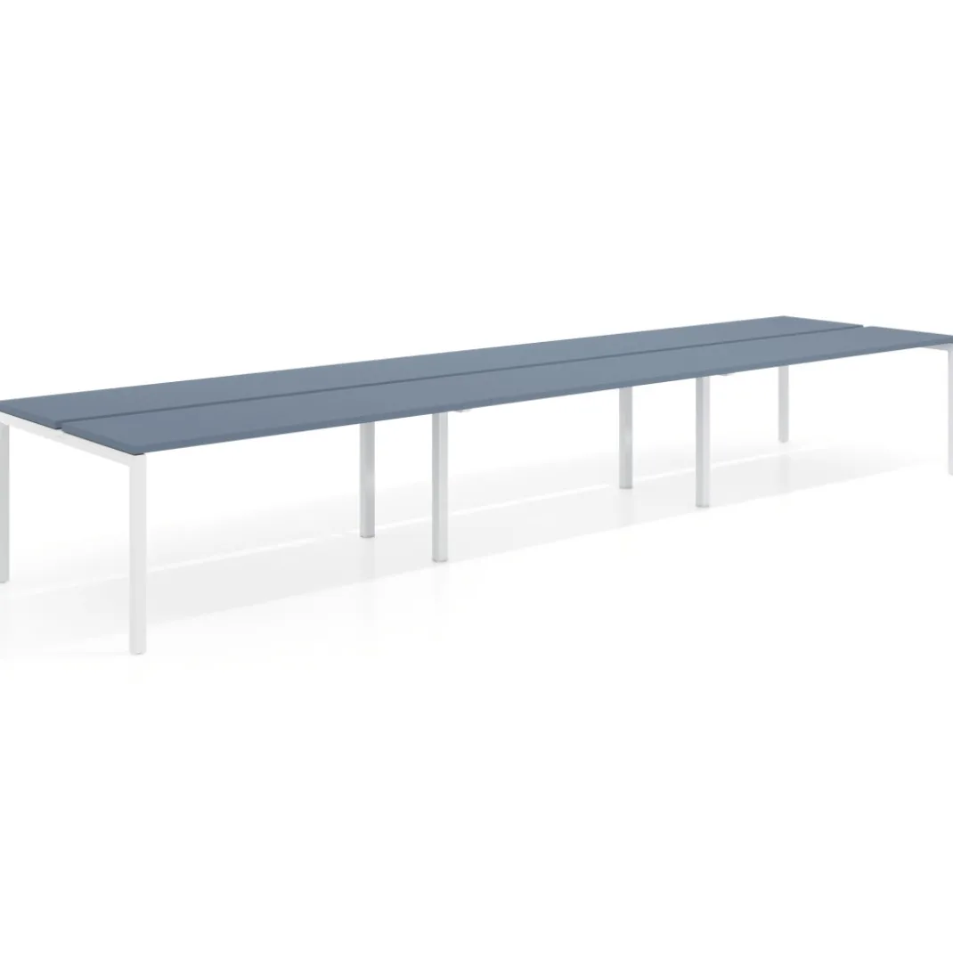 Mesa oficina multipuesto bench triple Kube, fondo 126 cm, estructura blanco