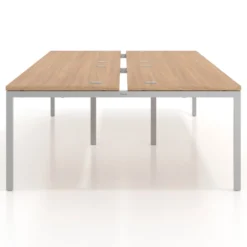 Mesa oficina multipuesto bench Kube doble, fondo 166 cm, estructura aluminio