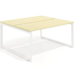Mesa oficina multipuesto bench Delta fondo 142cm estructura blanca