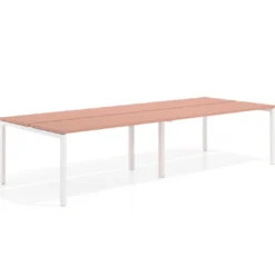 Mesa oficina multipuesto bench doble Kube, fondo 126 cm, estructura blanco