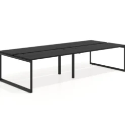 Mesa oficina multipuesto bench Delta doble, fondo 142cm, estructura negra
