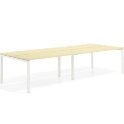 Mesa oficina multipuesto bench doble Kube, fondo 126 cm, estructura blanco