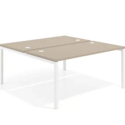 Mesa oficina multipuesto bench Kube fondo 166 cm estructura blanca