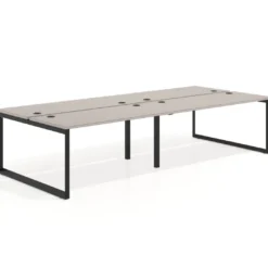 Mesa oficina multipuesto bench Delta doble, fondo 142cm, estructura negra